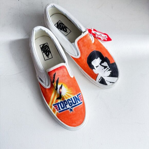 Vans Top Gun Tom Cruise Print Slip on Sneakers 8.5 - Picture 1 of 10